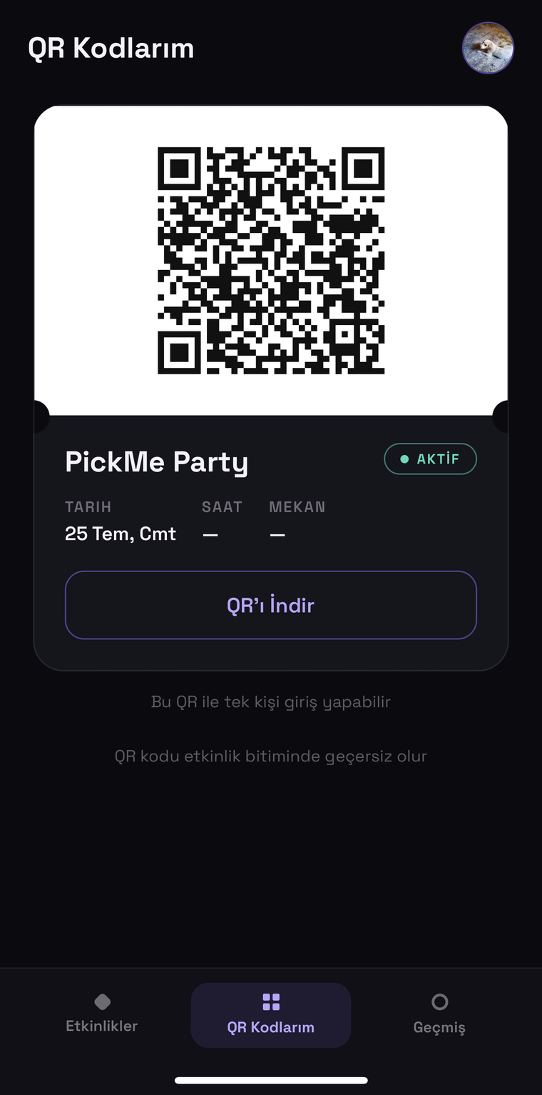 GuestGATE QR bilet ekranı